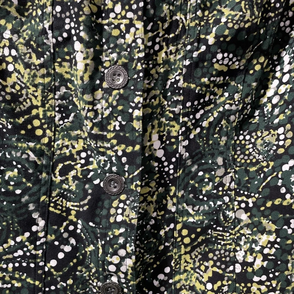 Christoper & Banks Button Front Jacket Green Snd Black Abstract‎ Print XL Petite